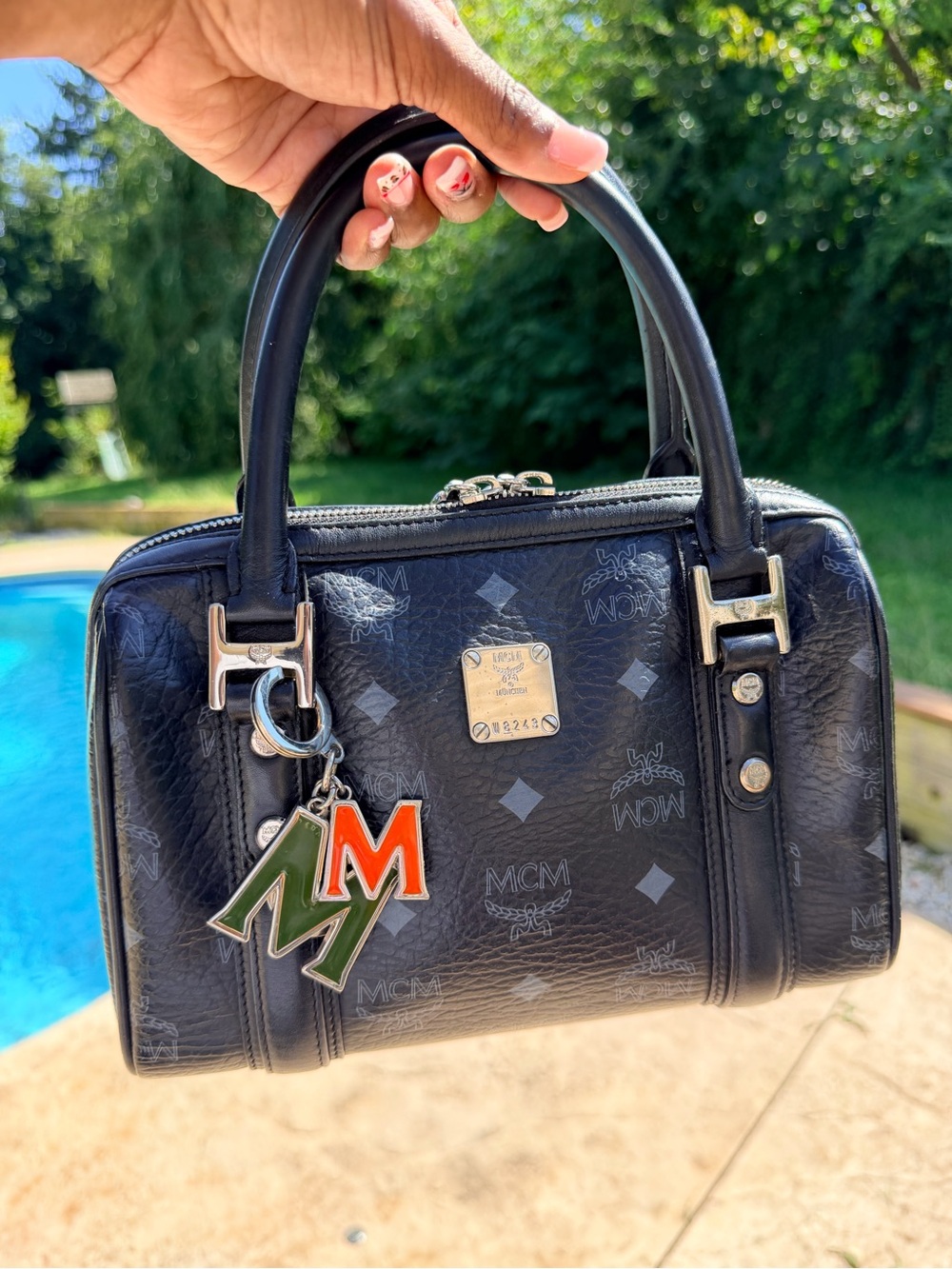 MCM Black Visetos Satchel Mini Boston